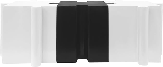 Christopher Knight Home Daton 3 Piece Interlocking Outdoor Side Table Set, Modular Lightweight Concrete Coffee Table, Convertible MGO End Table for Indoor&Outdoor, Creative Set Up, White+Black