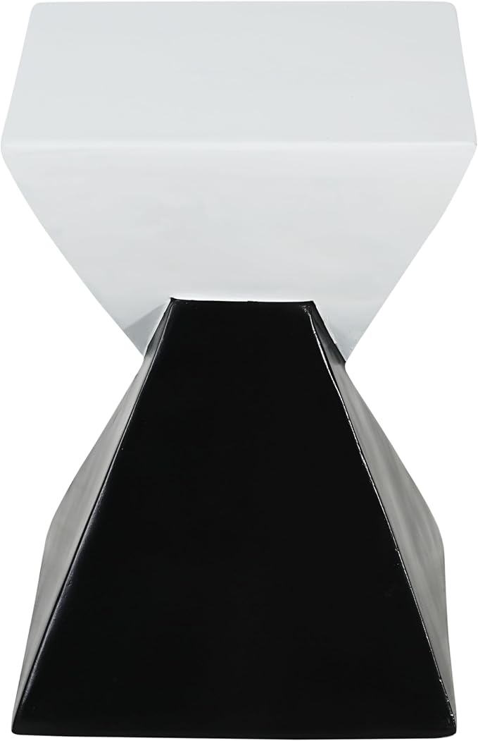 Christopher Knight Home Ginues Lightweight Concrete Square Coffee Table, Indoor and Outdoor Side Table for Living Room, MGO Small Side Table, Two-Tone Design, No Assembly Needed, Black+White