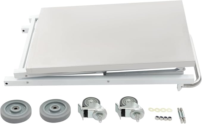 Foldable Outdoor Grill Table with 2 Total Lock Casters, Stainless Steel Pizza Oven Stand, 3 Shelf Folding Kitchen Island, Green, 27.6 x 18.5 (Silver, White, Grey)