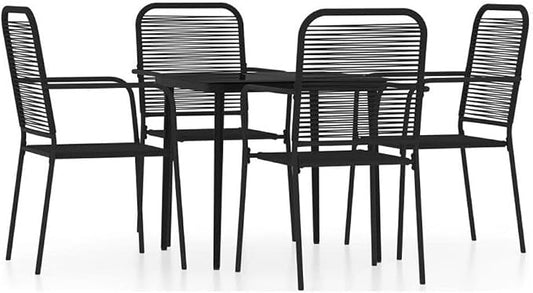 BOWERY HILL 5-Piece Powder-Coated Steel Patio Dining Set, Black Finish, Modern Minimalist Design, Indoor/Outdoor Use, Durable and Easy Maintenance, Perfect for Garden, Terrace, or Alfresco Dining