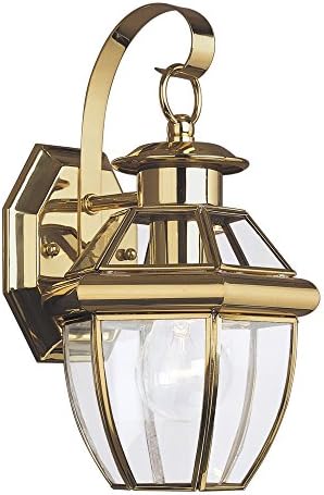 Generation Lighting 8037-02 Lancaster Traditional One - Light Outdoor Wall Lantern Outside Fixture, Polished Brass Finish, 1-Light, cETL Listed, Safety Rated for Wet Locations