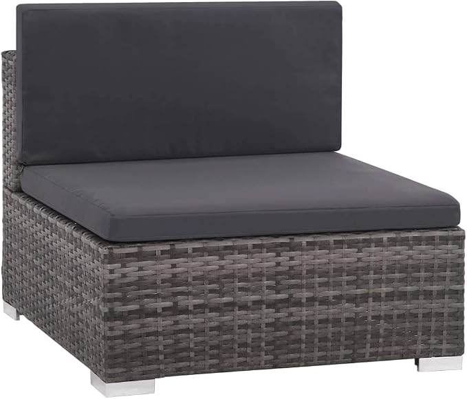 vidaXL Patio Furniture Set 6 Piece, Patio Conversation Set with Cushions, Outdoor Sectional Sofa with Coffee Table for Garden, Poly Rattan Gray