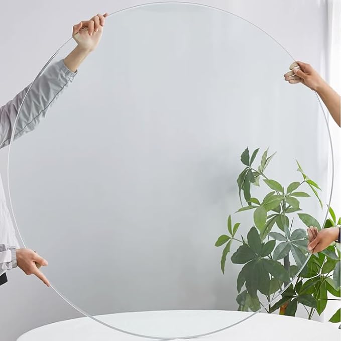 60“ Tempered Glass Table Top Round Transparent Table Surface 3/8'' Thick Pencil Polished Edge Multipurpose for Dining, Coffee, Restaurant and End Table (60 inch)