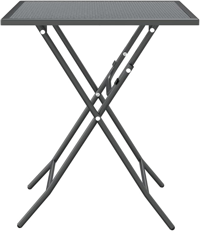 Square Garden Table 23.6-Inch Metal Mesh Side Table for Patio Balcony Backyard Anthracite Outdoor Dining Table