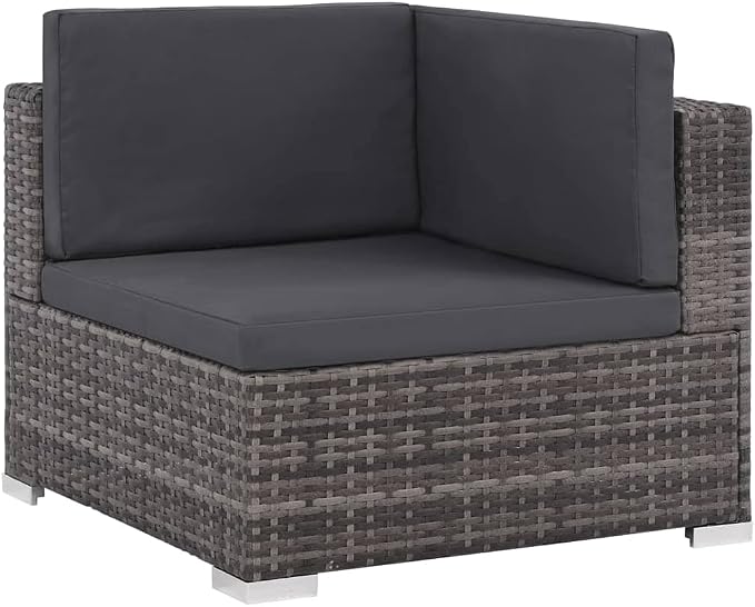 vidaXL Patio Furniture Set 6 Piece, Patio Conversation Set with Cushions, Outdoor Sectional Sofa with Coffee Table for Garden, Poly Rattan Gray