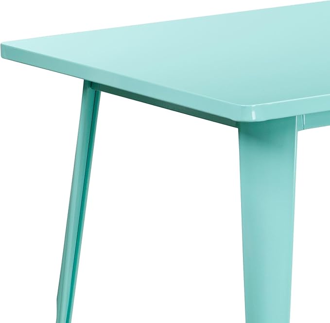 Flash Furniture Charis Commercial Grade 31.5" x 63" Rectangular Mint Green Metal Indoor-Outdoor Table