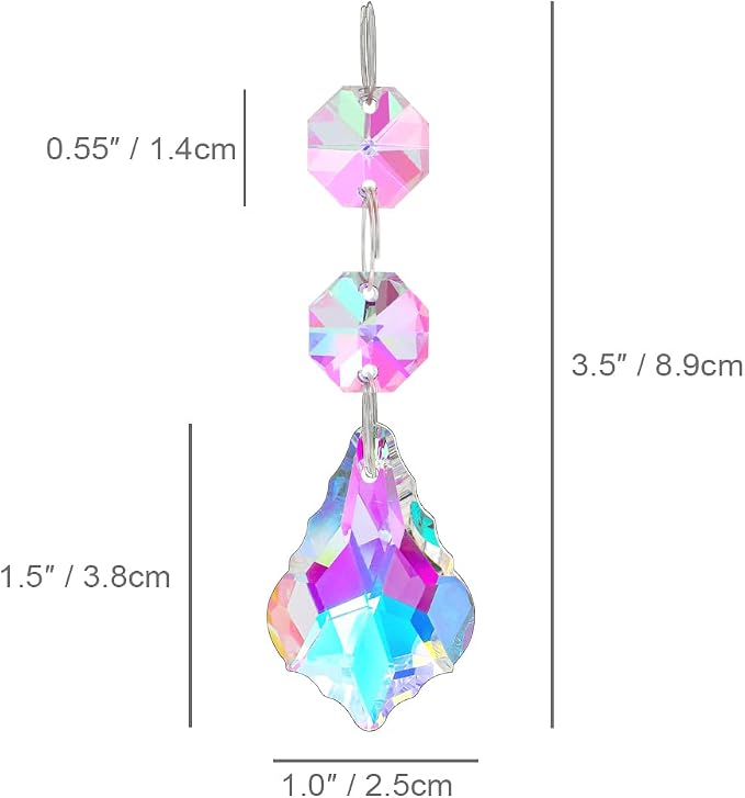 25pcs 38mm Crystal Chandelier Prism Pendants, Suncatchers Hanging Crystals | Horse Eyes Chandelier Prism Replacement, Hanging Crystals Glass Octagon Beads for Window Christmas Tree Home Decor(AB)