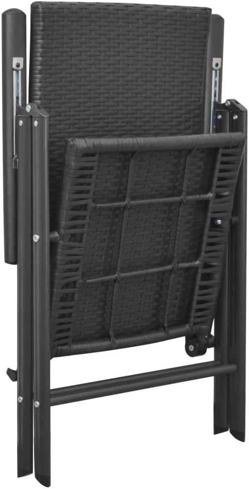 5-Piece Outdoor Dining Set with Black PE Rattan, Metal Frame, and Reclining Chairs for Patio