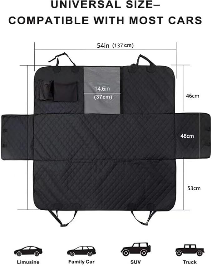 Dog Car Seat Cover for Tesla Model X 6-seats 2015 2016 2017 2018 2019 2020 2021 2022, Foldable Back Seat Extender, Hair-Resistant, Anti-Scratch, Travel Hammock Bed with Mesh Window Storage Accessories