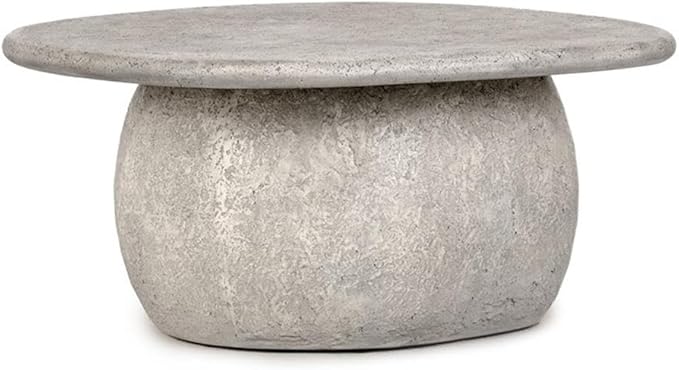 Kosas Home Britney 42-Inch Light Gray Concrete Stone Round Outdoor Coffee Table