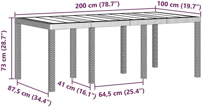Afuera Living 7-Piece Poly Rattan Patio Dining Set, Anthracite Finish, Rectangular Shape, Cushioned Seating, Weather-Resistant, Lightweight Design, Modern Style Outdoor Furniture for Garden or