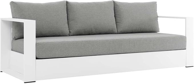Modway Tahoe 2-Piece Fabric/Powder-Coated Aluminum Outdoor Set in Gray/White
