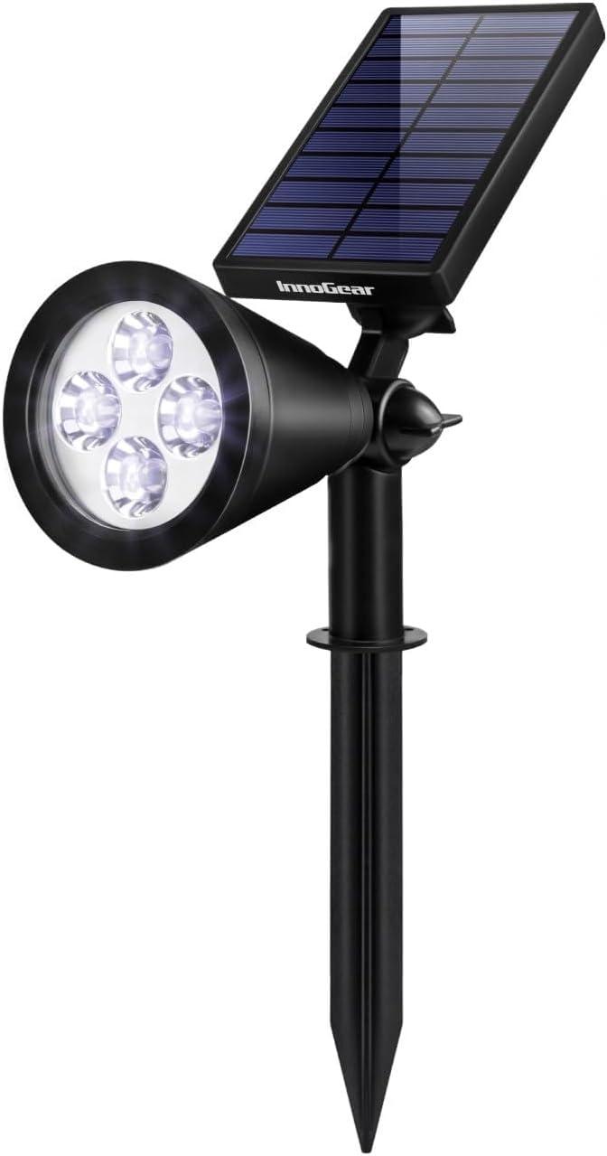 InnoGear 1 Solar Spot Lights Outdoor for Flag Pole Garden Yard, Cool White | Waterproof, Auto On/Off, Adjustable Brightness, 2 Installations, Tree, Uplights, Solar Powered Spotlight, Landscape Lighting