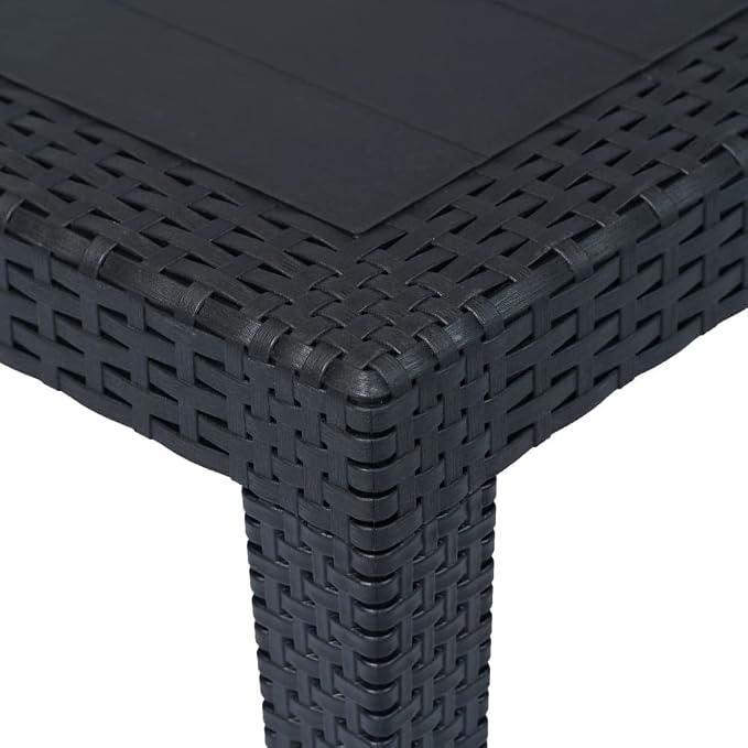 7-Piece Anthracite Faux Rattan Patio Dining Set with Cushions | Includes 1 rectangular table and 6 chairs, ideal for backyard, garden, or terrace dining.