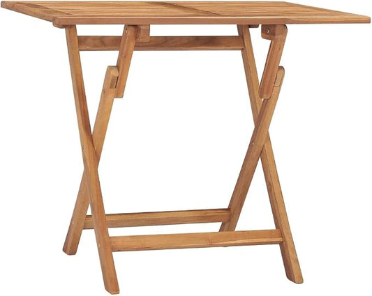 vidaXL Outdoor Dining Table, Folding Patio Table, Garden Table, Garden Furniture for Front Porch Deck Lawn Backyard, Farmhouse, Solid Teak Wood