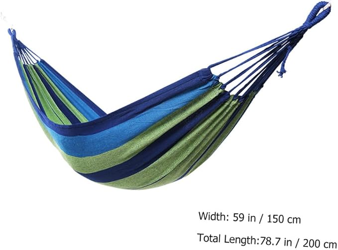 GANAZONO Double Camping Hammock Canvas Swing for Two, Portable Outdoor Garden Travel Hammock with Widened Thickened Blue Canvas, Suitable for Adults
