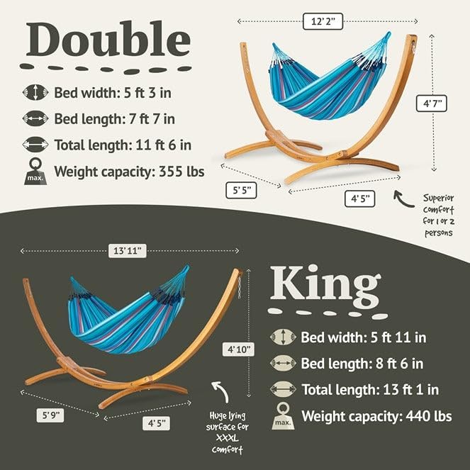 LA SIESTA Brisa Double Outdoor Hammock — Colombian-Made Polypropylene, UV & Weather Resistant, for Backyard & Patio - Wave