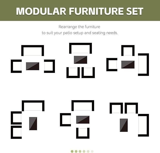 Patio Furniture Set 4 Pieces, Outdoor Rattan Furniture with Tempered Glass Coffee Table, Modern Rattan Patio Chairs Conversation Sets with Sofa for Garden, Terrace, Porch, Lawns