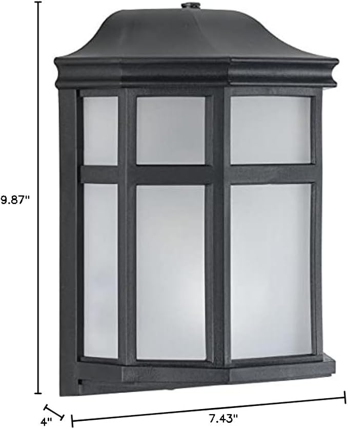 Progress Lighting Milford Non-Metallic Lantern Collection 1-Light Frosted Shade Traditional Outdoor Wall Lantern Light Textured Black