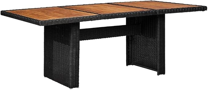 11-Piece Outdoor Dining Set Black and Dark Grey Hand-Woven PE Rattan Rectangular Patio Dining Furniture Set 78.7 x 39.4 x 29.1 in Powder-Coated Steel Frame for Garden Patio Balcony