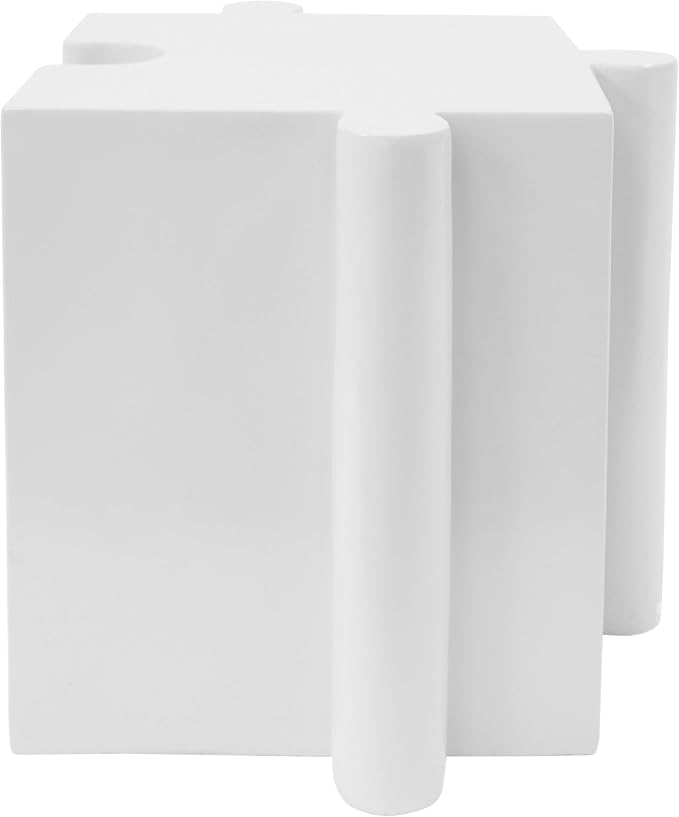 Christopher Knight Home Daton Interlocking Puzzle Outdoor Side Table, Lightweight Concrete Patio Coffee Table, Convex Edge MGO Modular End Table, Creative Set Up for Indoor&Outdoor Use, White