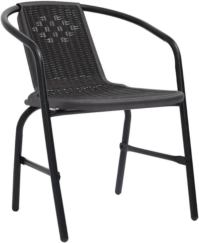 9-Piece Outdoor Dining Set, Black Powder-Coated Steel Patio Furniture, Rectangular Table and 8 Comfortable Garden Chairs for Backyard Hosting