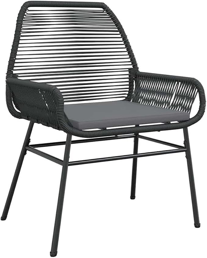 Afuera Living 5 Piece Poly Rattan Garden Dining Set, Black Tempered Glass Table and Cushions, Powder-Coated Steel Frame, UV-Resistant, Modern Outdoor Patio Furniture for Garden or Deck