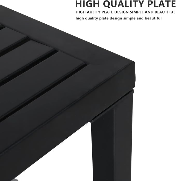 Outdoor Terrace Weather Resistant Coffee Table 19 * 19 * 18" Simple Iron Side Table Black