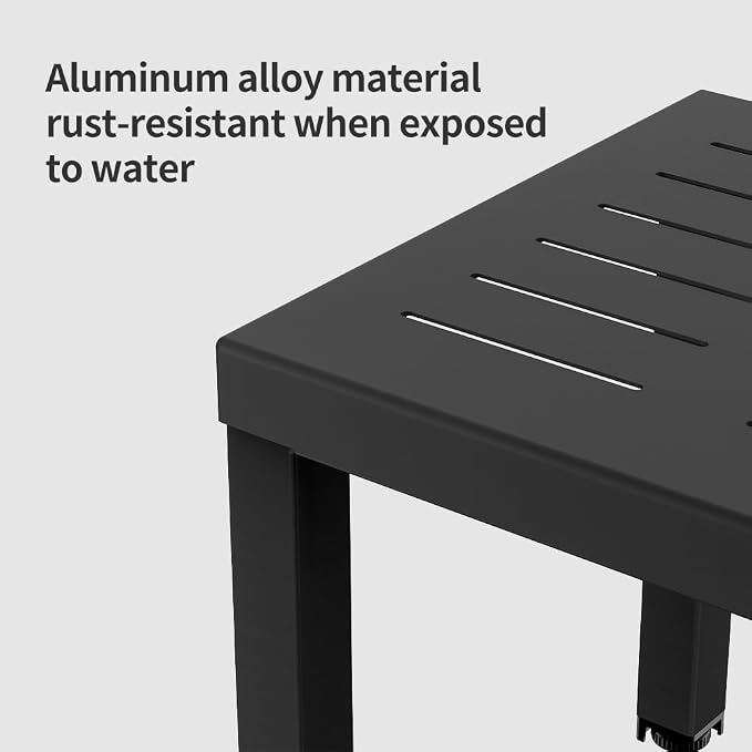 Square Aluminum Patio Side Table, Rustproof Outdoor Coffee Table | Powder-coated scratch-resistant aluminum top, all-weather sturdy frame, easy assembly for garden deck pool