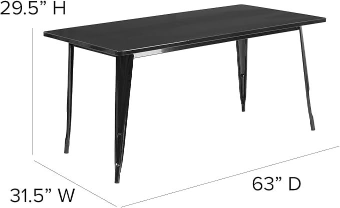 Flash Furniture Charis Commercial Grade 31.5" x 63" Rectangular Black Metal Indoor-Outdoor Table