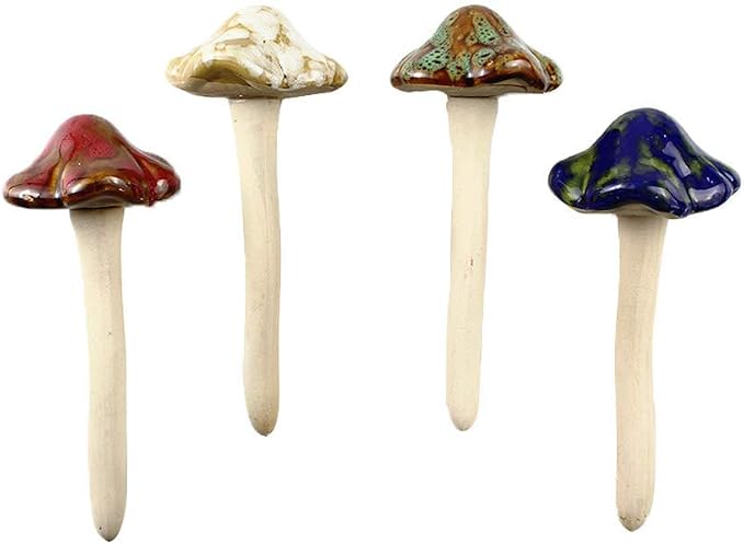 Danmu Garden Decor, 4pcs (Random Color) Ceramic Mushroom for Garden, Yard, Fairy Garden - Lawn Ornament Décor, Pottery Ornament 4.52" in Height | Quality Ceramic,Vibrant Color,Weather Proof,Mushroom Garden Decor,Fairy Garden Decor,Darden Decor for Outside