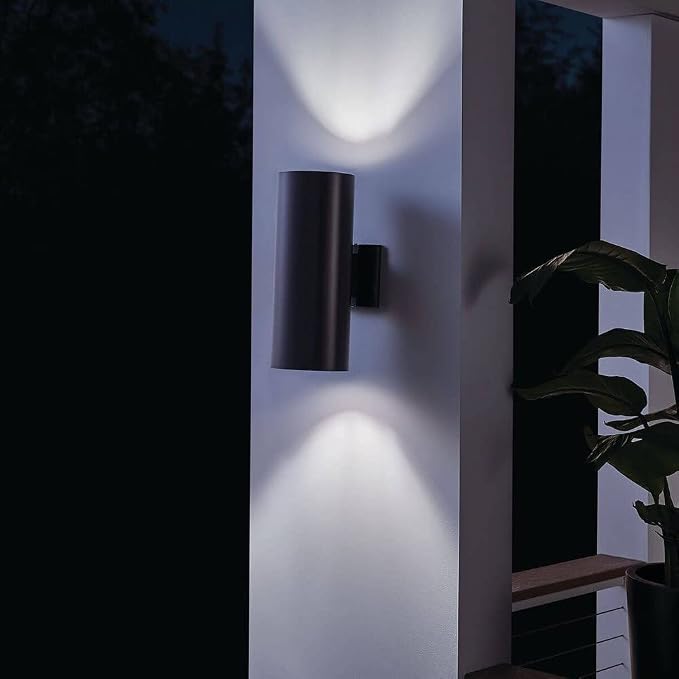 Kichler 9246BA Two Light Indoor/Outdoor Wall Mount, Brushed Aluminum, 15"