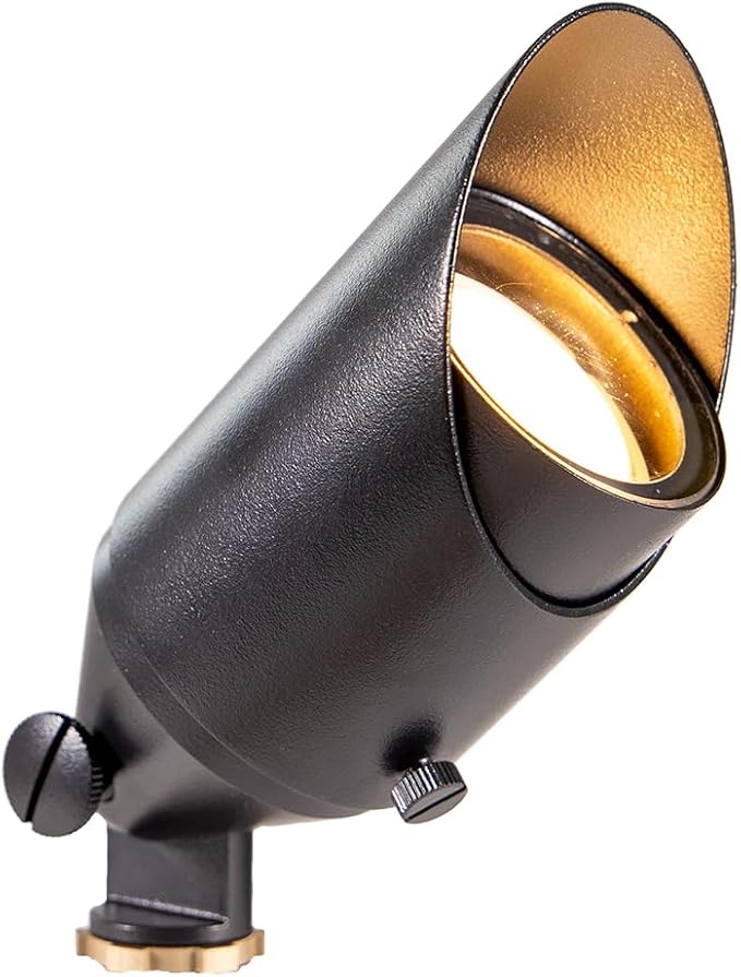 VOLT Top Dog Scotty 12V Cast Brass Outdoor Spotlight (Black) with 5W 2700K Warm White 400 Lumen MR16 LED Bulb for Low Voltage Landscape Lighting of Yard, Lawn, Garden, Patio, Trees & House