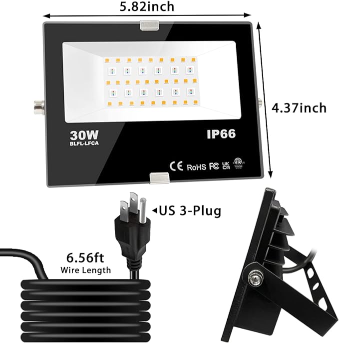 LED Flood Light Outdoor, 30W Equivalent 3000LM Smart RGB Landscape Lighting | APP Control, DIY Scenes - Timing - 5700K Daylight White -Color Changing Uplight, IP66 Waterproof US Plug MELPO(4 Pack)