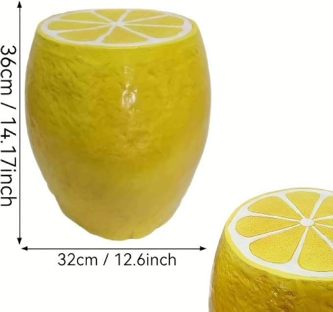 Garden Side Table, Outdoor Plant Stand,Tropical Art Deco Resin Decorative Furniture, 13.4 Inch Multi-Purpose Novelty Ornament for Patio Poolside Indoor Outdoor Home Garden Decor (Yellow)