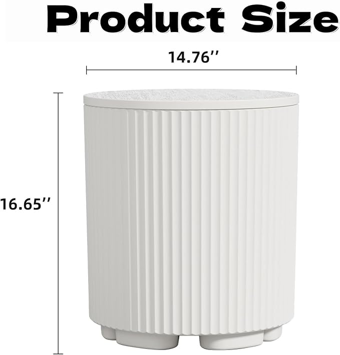Patio Table and Ice Chest Storage, Portable Outdoor Bucket Cooler, 16.65in Outdoor Cooler Side Table - 2 in 1, Ice Chest Side for Parties Picnics Beach, White