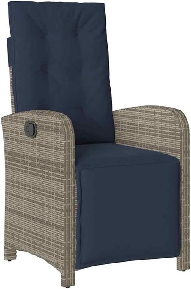 Afuera Living 5 Piece Poly Rattan Garden Dining Set, Gray Finish, Glass-Topped Table, Cushioned Seats, Adjustable Backrests, Steel Frames, Modern Patio Furniture for Outdoor Dining and Relaxation