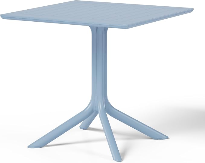 WestinTrends Playa 31.5" Square Outdoor Plastic Resin Patio Dining Table for 4, French Blue
