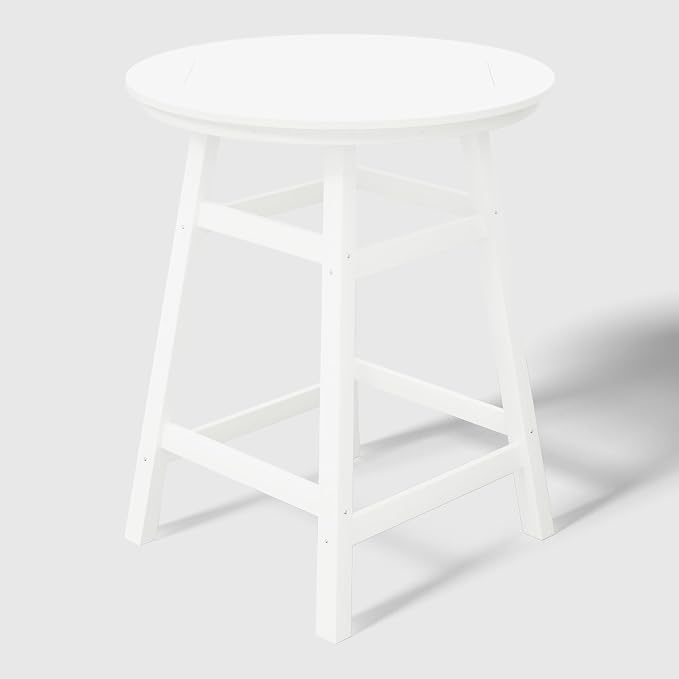 WestinTrends Malibu 5-Piece HDPE Outdoor Patio Dining Bar Bistro Table Set with Counter High Round Bar Stools