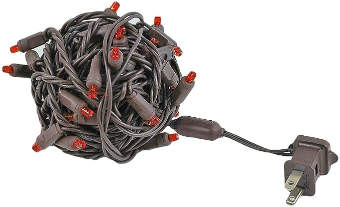 Novelty Lights 50ft 100 LED Red Christmas String Lights, Brown Wire