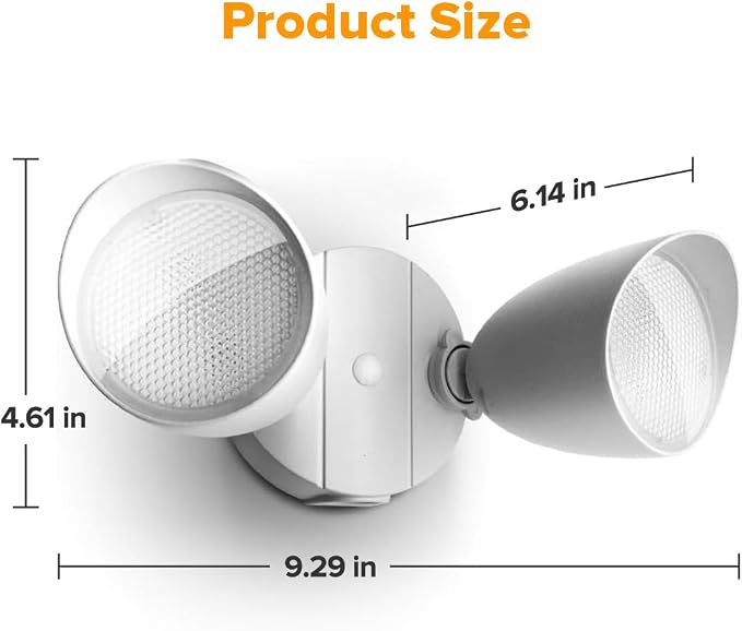 LUTEC 6222W-D2D 3500 Lumen 32 Watt Dusk to Dawn Dual-Head Flood Light Outdoor Waterproof Exterior Security Wall Light, Full Metal Design Floodlight for Patio, Garden, Yard-White