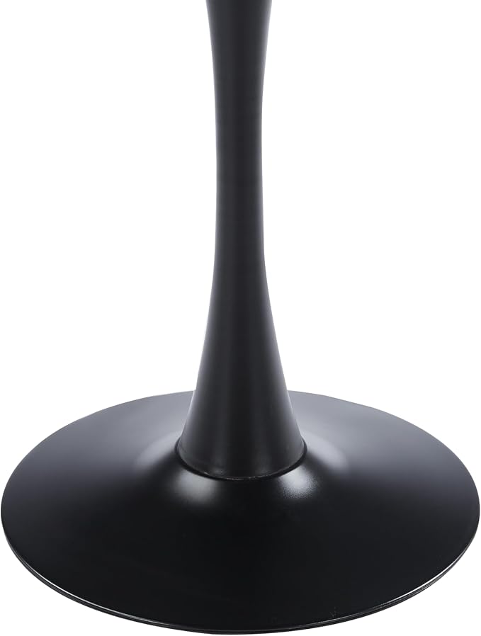 LeisureMod Bello 31" Round Outdoor Dining Table, Modern Black Metal Patio Bistro Table with Pedestal Base, Weather-Resistant Accent Table for Balcony, Garden, Deck, Backyard & Cafe, Black