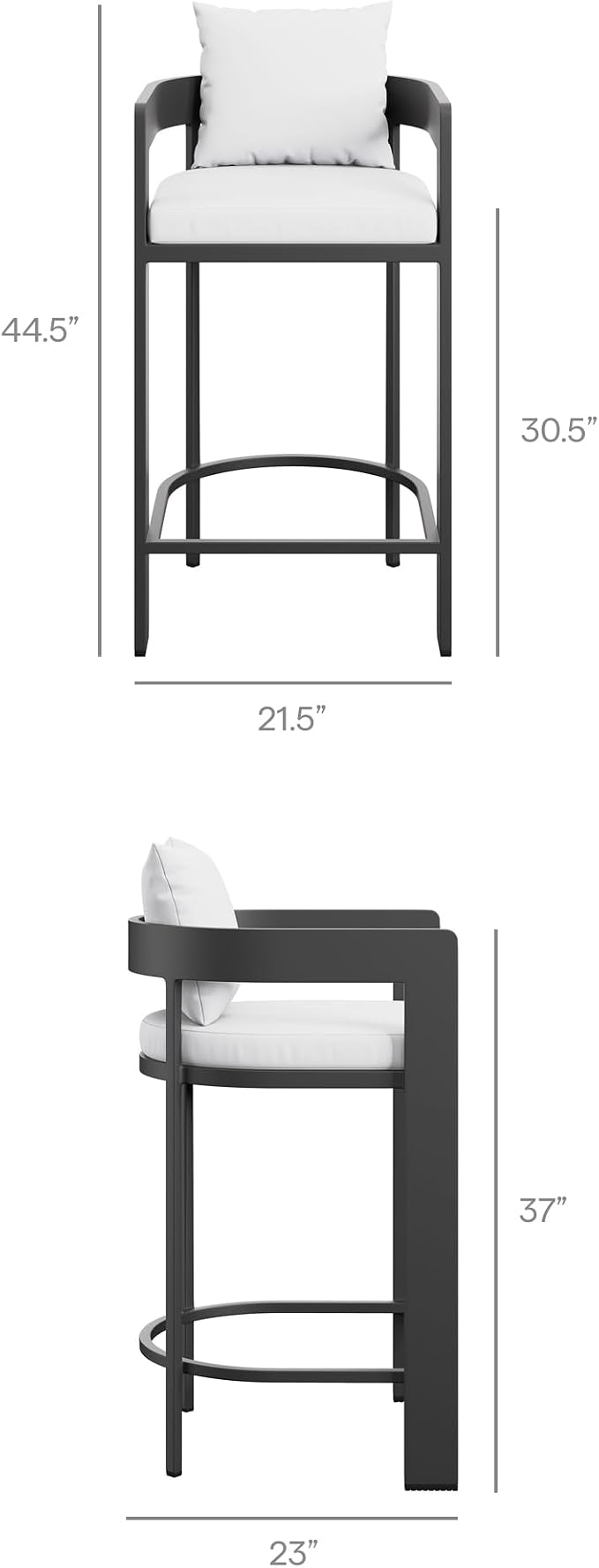 Modway Tahoe 5-Piece Outdoor Patio Bar Table Set in White
