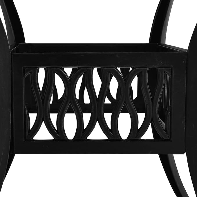 vidaXL Black Patio Table - Cast Aluminum - 35.4"x35.4"x28.7" - Outdoor Dining Table with Umbrella Hole