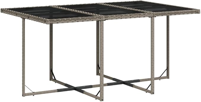 7 pcs Set Garden Dining Set & Patio Dining Set Gray PE Rattan Outdoor Furniture Bistro Set for Backyard Front Porch Lawn 65 x 41.7 x 28.7 in