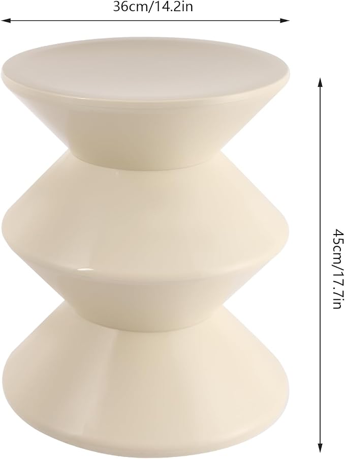 Funky Side Table Trendy Side Table Funky Sofa Stool Small Night Stand for Couch Sofa, White Outdoor Side Tables Boho Decor End Table for Coffee Patio (White)