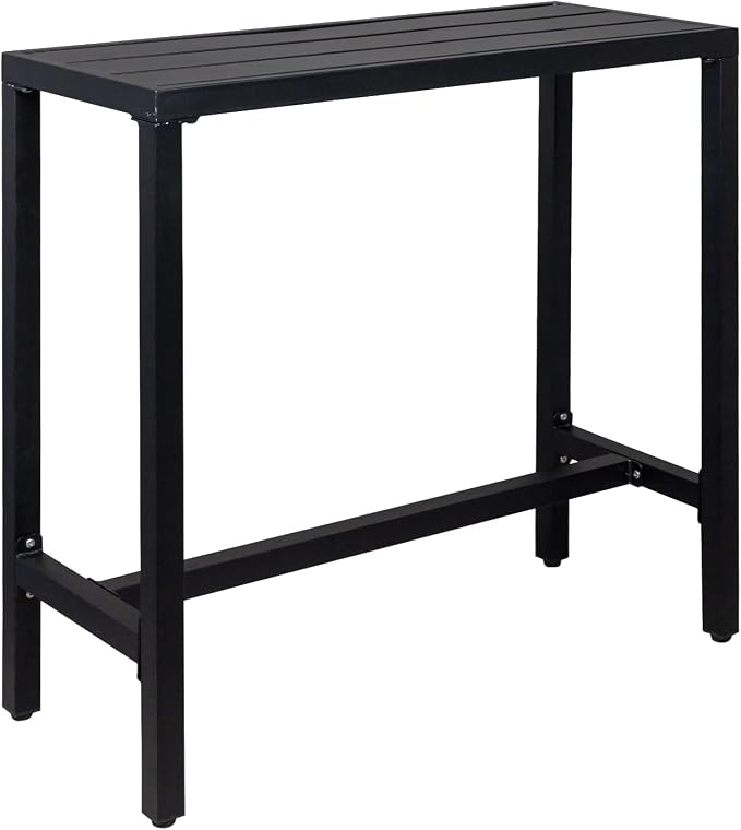 JHshop Black Outdoor Bar Table Patio High Pub Table 40”L Counter Height Table with Adjustment Knob Console Table for Poolside/Garden/Balcony/Hallway/Bistro 100 x 40 x 95cm