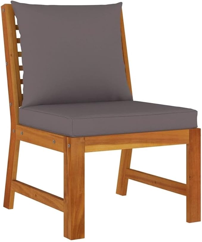 Afuera Living 7-Piece Patio Dining Set, Solid Acacia Wood with Dark Gray Water-Resistant Cushions, Modular Outdoor Furniture, Rustic Style for Garden, Terrace or Backyard