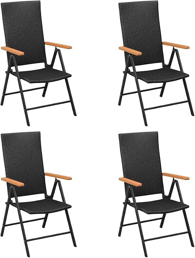 5-Piece Black and Brown PE Rattan Garden Dining Set with Square Table and Four Chairs, Powder-Coated Aluminum Frame for Outdoor Patio