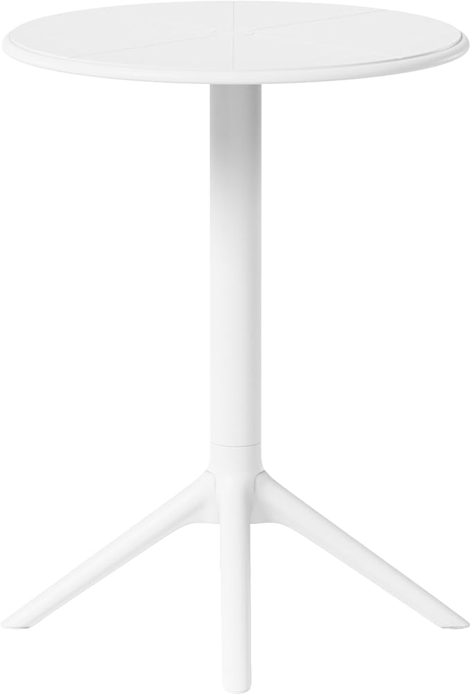 WestinTrends Playa 23.5" Outdoor Polypropylene Resin Round Patio Bistro Dining Table for 2, White